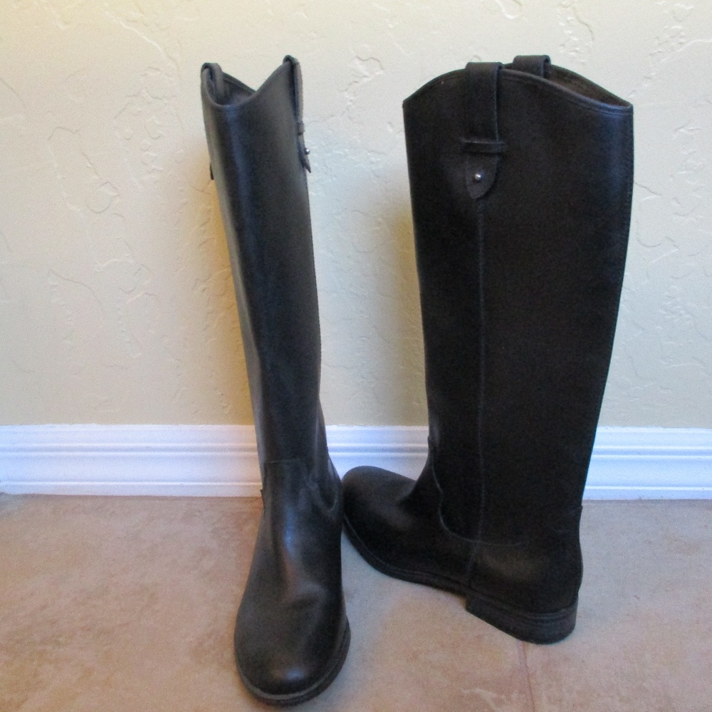 FRYE AND CO. TALL BLACK RIDING BOOTS SIZE 7.5 E 38
